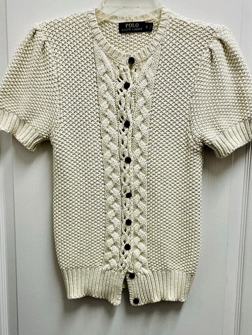 Polo Ralph Lauren Front single Cable-Knit Short-Sleeve Cardigan Size Small